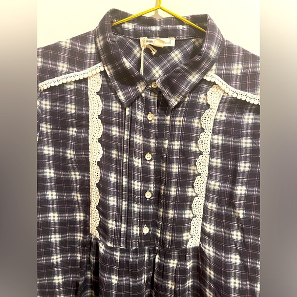 NWT Hem & Thread | Plaid Shirt with Bib Detail - Picture 2 of 8